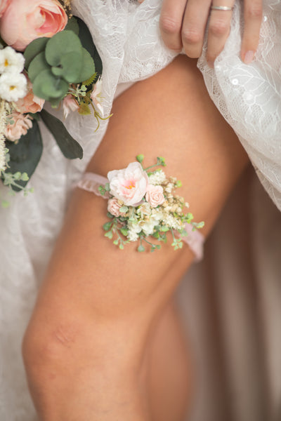Romantic flower wedding garter