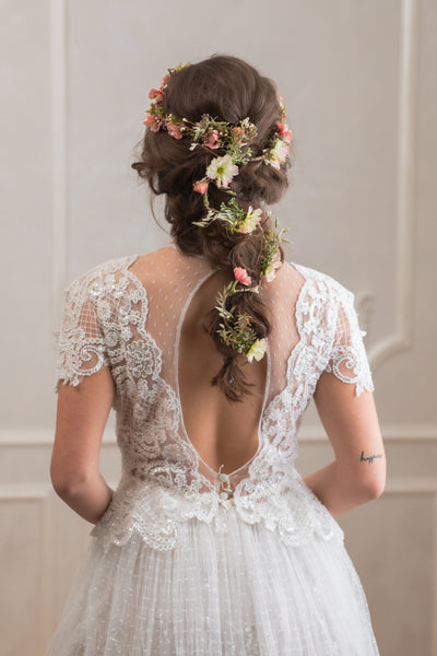 Romantic shapeable hair garland Bridal flower garland Bendable wedding hair vine Magaela accessories Bridal hairstyle Long hair garland