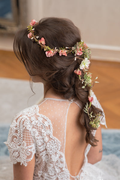 Romantic shapeable hair garland Bridal flower garland Bendable wedding hair vine Magaela accessories Bridal hairstyle Long hair garland