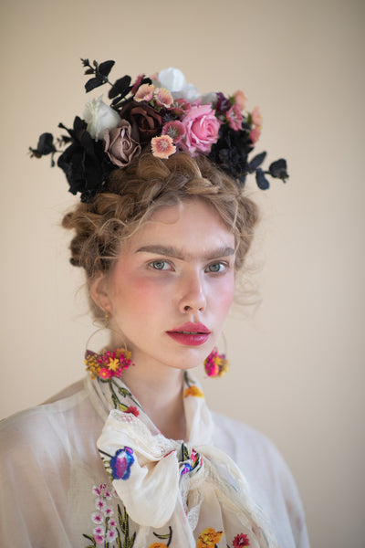 Pink and black Frida Kahlo headband