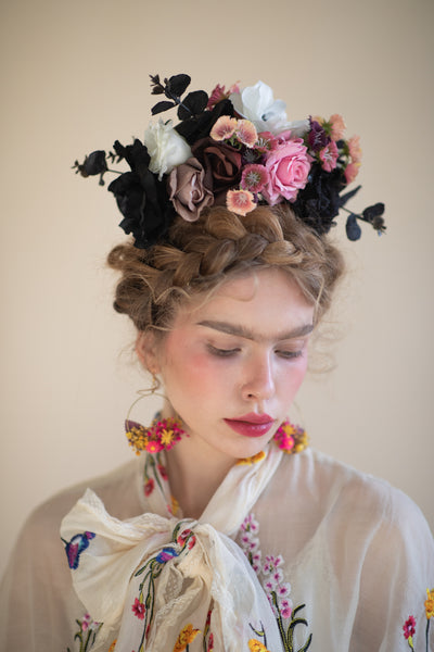 Pink and black Frida Kahlo headband