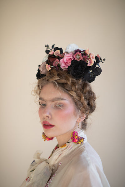 Pink and black Frida Kahlo headband
