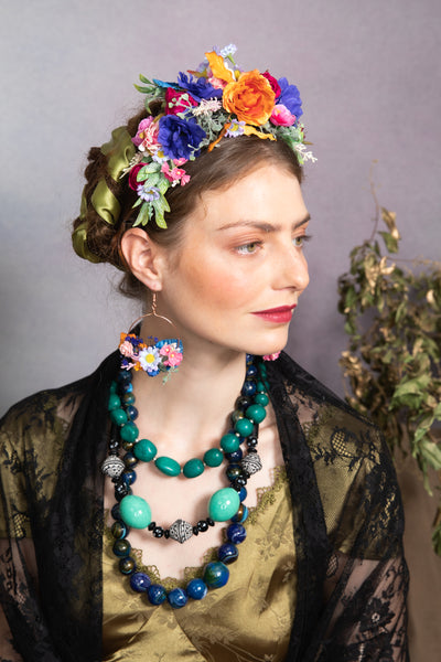 Meadow pink and blue Frida Kahlo headband
