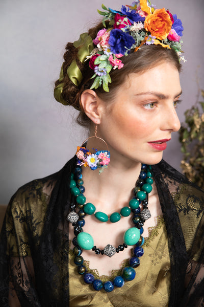 Meadow pink and blue Frida Kahlo headband