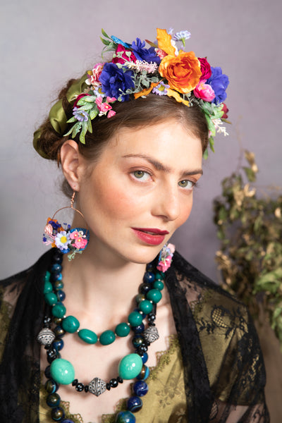 Meadow pink and blue Frida Kahlo headband