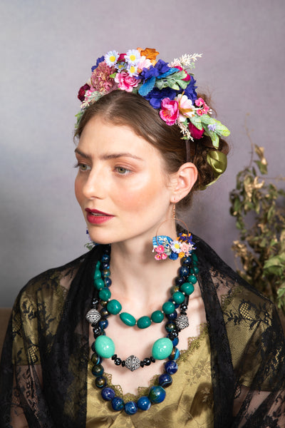 Meadow pink and blue Frida Kahlo headband