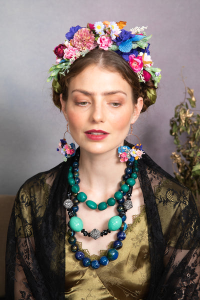 Meadow pink and blue Frida Kahlo headband