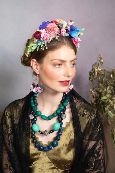 Meadow pink and blue Frida Kahlo headband