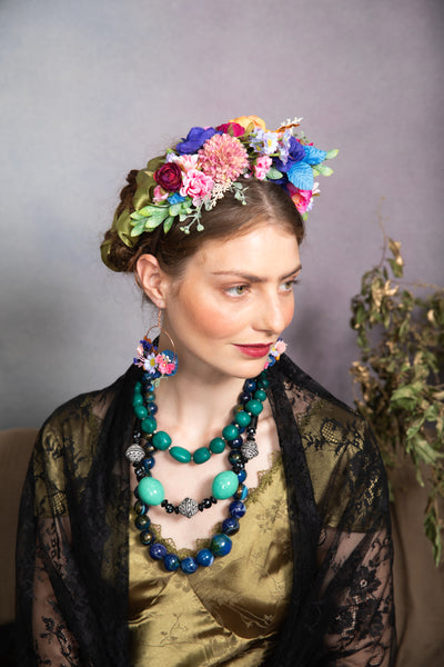 Meadow pink and blue Frida Kahlo headband