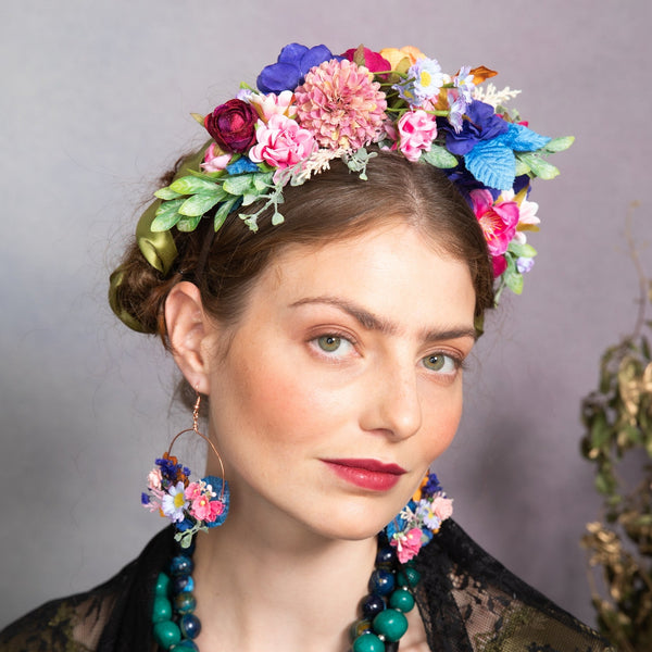 Meadow pink and blue Frida Kahlo headband