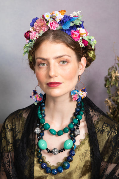 Meadow pink and blue Frida Kahlo headband