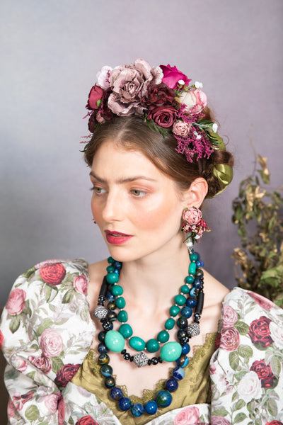 Dusty pink flower earrings