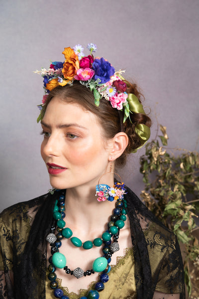 Meadow pink and blue Frida Kahlo headband