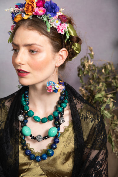Meadow pink and blue Frida Kahlo headband