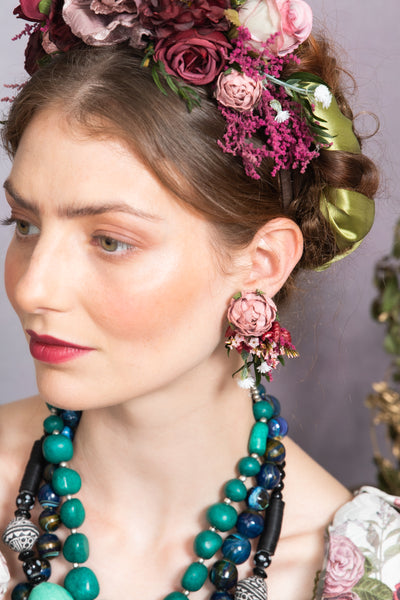 Dusty pink flower earrings