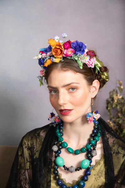 Meadow pink and blue Frida Kahlo headband