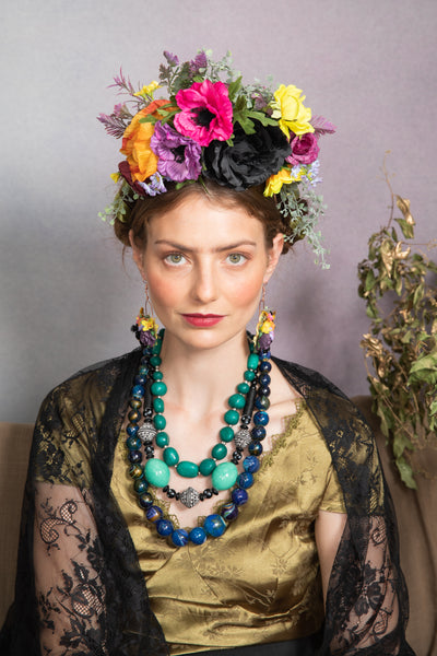 Colourful and black Frida earrings