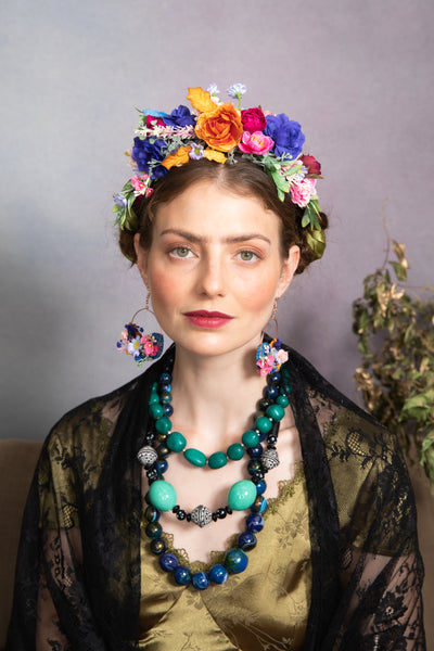 Meadow pink and blue Frida Kahlo headband