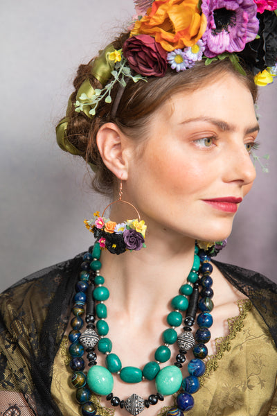 Colourful and black Frida earrings
