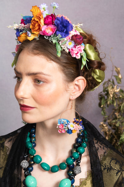 Meadow pink and blue Frida Kahlo headband
