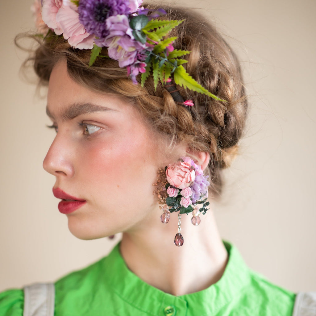 Large floral earrings new arrivals