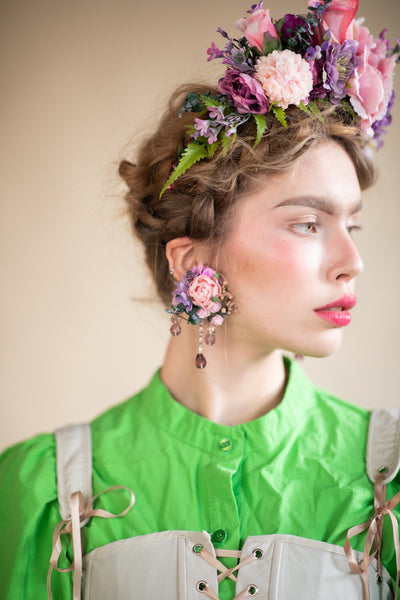 Romantic pink flower earrings