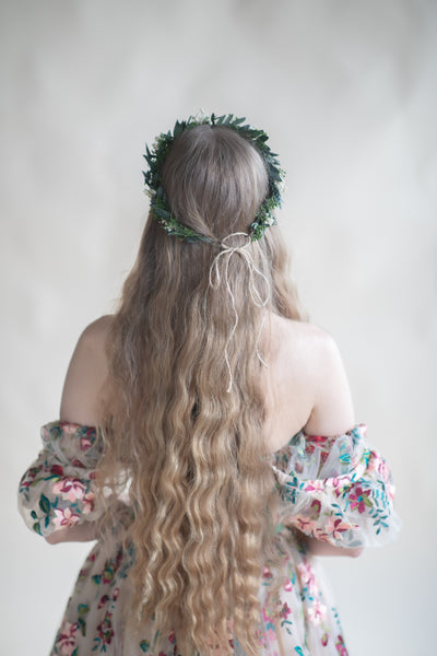 Natural greenery hair wreath