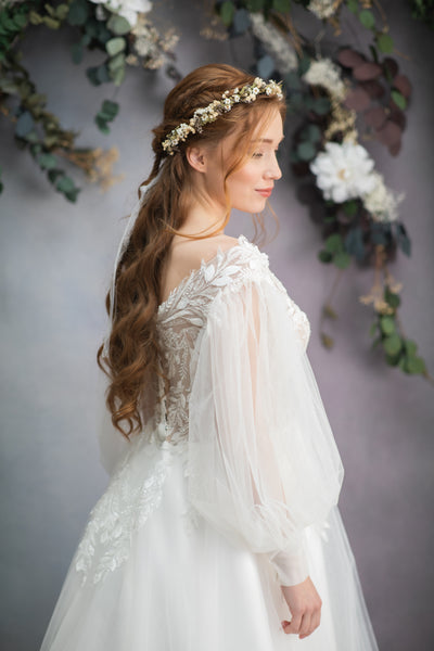Greenery wedding flower hair crown