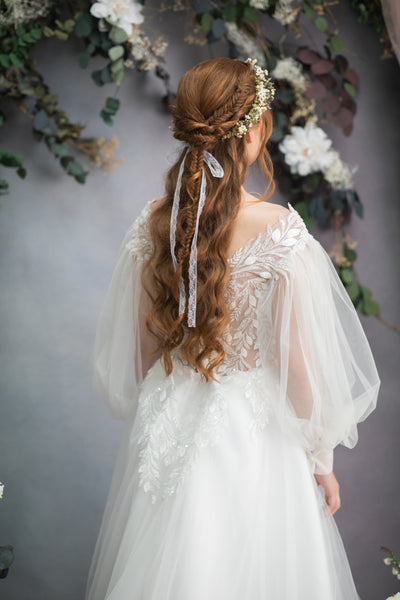 Greenery wedding flower hair crown