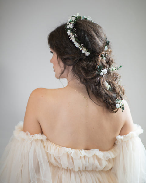 Romanic bridal half wreath and hairpins