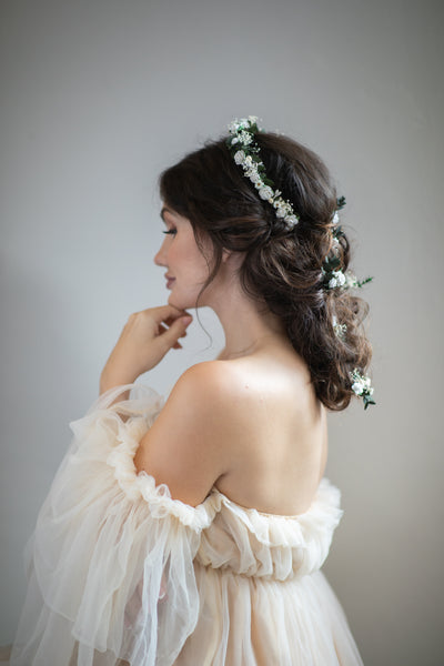 Romanic bridal half wreath and hairpins