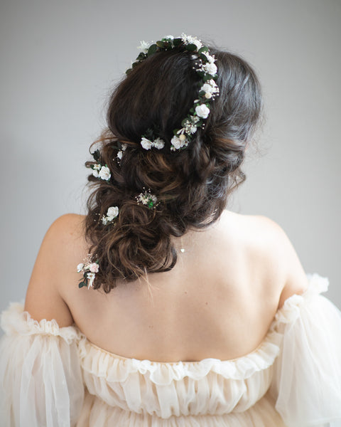 Romanic bridal half wreath and hairpins