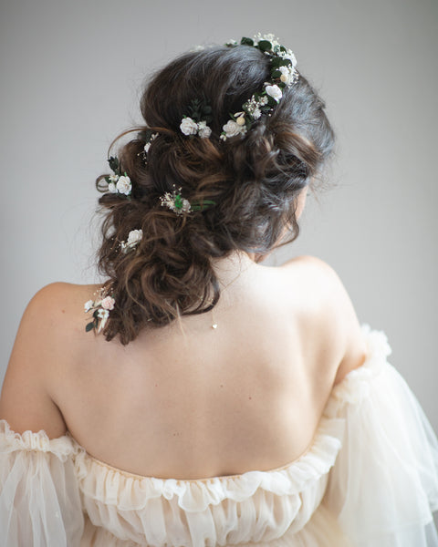 Romanic bridal half wreath and hairpins