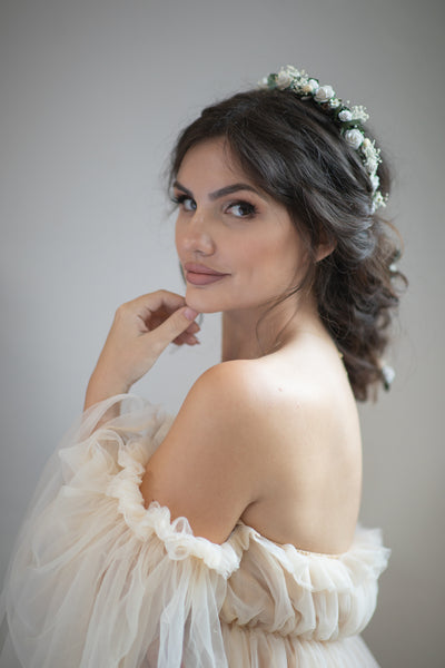 Romanic bridal half wreath and hairpins