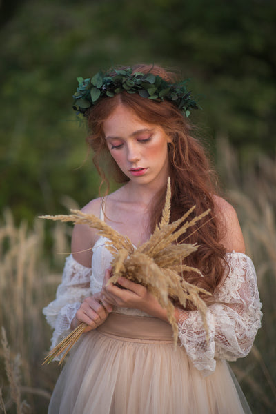 Greenery bridal wreath Flower hair crown Wedding jewellery Bride to be Wedding accessories Flower jewelry Greenery wedding Natural crown