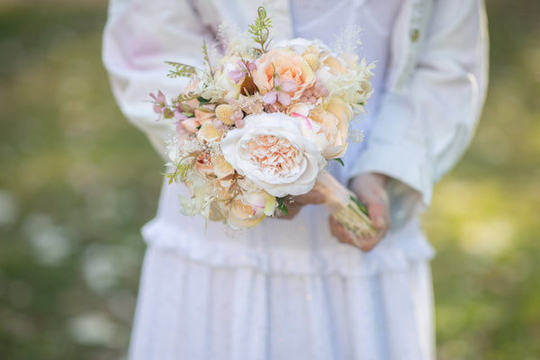 Romantic peach bridal bouquet Small flower bouquet Pastel wedding bouquet Natural looking Artificial bouquet Magaela Bridesmaid bouquets