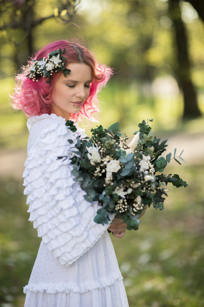 Eucalyptus bridal bouquet White and green wedding bouquet Preserved flower bouquet Magaela Handmade Natural wedding 2021 Greenery bouquet