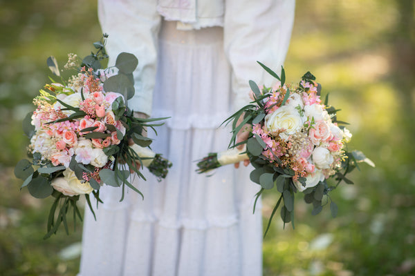 Romantic wedding bouquet Big bridesmaid bouquets Small bridal bouquet Pink Peach Ivory Eucalyptus Baby's breath bouquet Blush