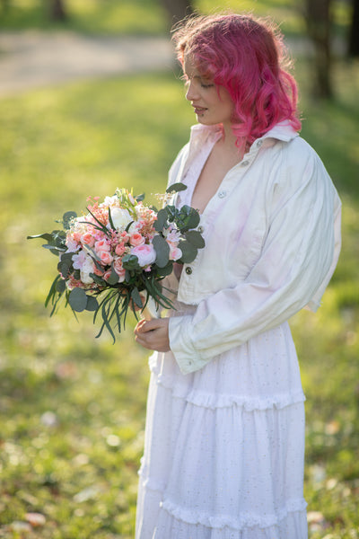 Romantic wedding bouquet Big bridesmaid bouquets Small bridal bouquet Pink Peach Ivory Eucalyptus Baby's breath bouquet Blush