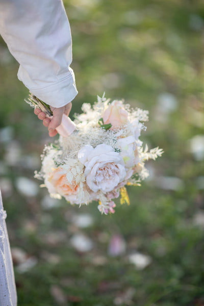 Romantic peach bridal bouquet Small flower bouquet Pastel wedding bouquet Natural looking Artificial bouquet Magaela Bridesmaid bouquets