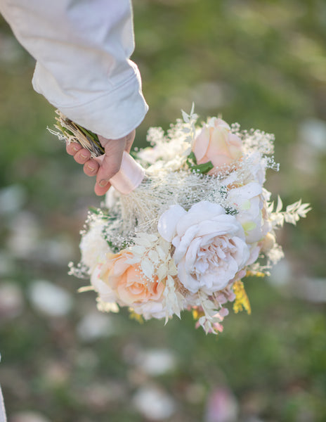 Romantic peach bridal bouquet Small flower bouquet Pastel wedding bouquet Natural looking Artificial bouquet Magaela Bridesmaid bouquets