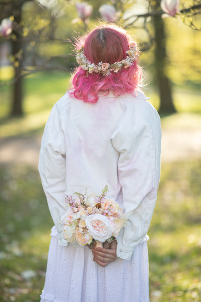 Romantic peach bridal bouquet Small flower bouquet Pastel wedding bouquet Natural looking Artificial bouquet Magaela Bridesmaid bouquets