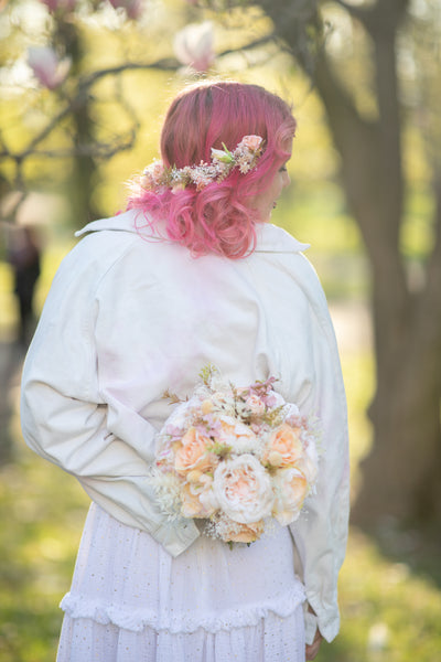 Romantic peach bridal bouquet Small flower bouquet Pastel wedding bouquet Natural looking Artificial bouquet Magaela Bridesmaid bouquets