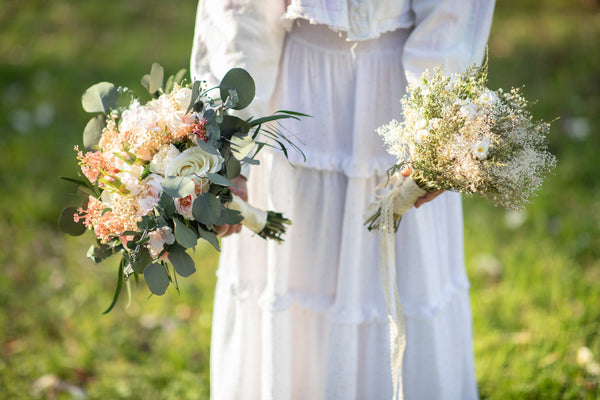 Romantic wedding bouquet Big bridesmaid bouquets Small bridal bouquet Pink Peach Ivory Eucalyptus Baby's breath bouquet Blush