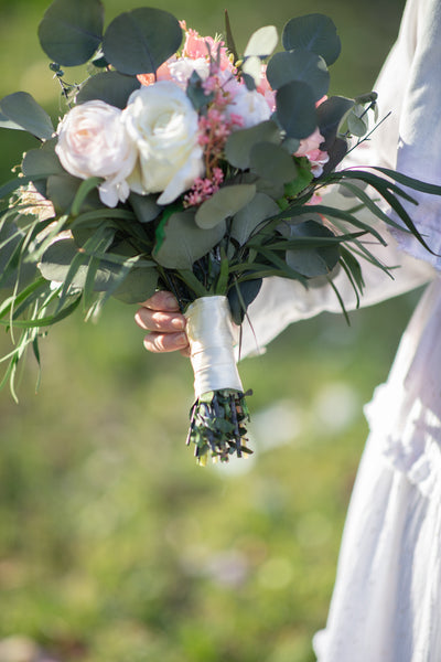 Romantic wedding bouquet Big bridesmaid bouquets Small bridal bouquet Pink Peach Ivory Eucalyptus Baby's breath bouquet Blush