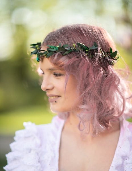 Greenery elf flower crown Wedding tiara Natural bridal elven tiara Wedding 2021 Elegant Glam bride Handmade Fairytale wedding Forest bride