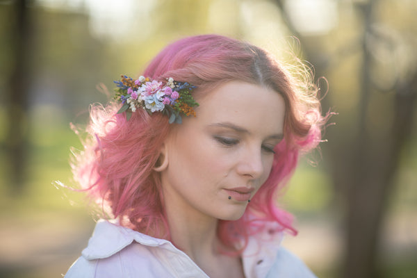 Small meadow flower comb Bridal hair comb Wildflowers Magaela handmade Wedding hair flowers Mini hair comb Meadow wedding Low bun comb