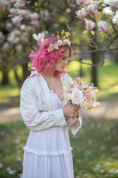 Romantic peach bridal bouquet Small flower bouquet Pastel wedding bouquet Natural looking Artificial bouquet Magaela Bridesmaid bouquets