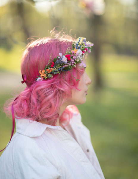 Meadow flower crown Bridal wildflowers headpiece Wedding flower wreath Magaela Bride to be Outdoor wedding Handmade meadow wreath