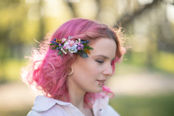 Small meadow flower comb Bridal hair comb Wildflowers Magaela handmade Wedding hair flowers Mini hair comb Meadow wedding Low bun comb
